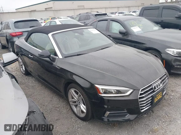✅ 2019 Audi A5 Cabriolet Premium • VIN: WAUWNGF57KN005724 • Lot: 42432592. Listed on IAAI with 38,335 mi. Free auction sales archive from the USA and detailed vehicle history report at DreamBid. Image 1.