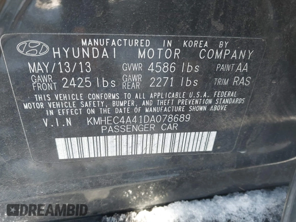 ✅ 2013 Hyundai Sonata • VIN: KMHEC4A41DA078689 • Lot: 44458940. Wystawiony na IAAI z przebiegiem Nie podano. Bezpłatny archiwum sprzedaży aukcyjnych z USA i szczegółowy raport historii pojazdu na DreamBid. Zdjęcie 9.