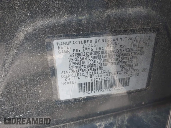 ✅ 2015 Nissan Sentra SV • VIN: 3N1AB7APXFL691104 • Лот: 45103367. Опубліковано раніше на IAAI з пробігом 120 803 миль. Безкоштовний доступ до архіву аукціонних продажів зі США та докладний звіт про історію автомобіля на DreamBid. Зображення 9.