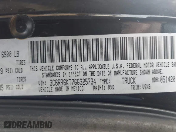 ✅ 2016 Ram 1500 Express • VIN: 3C6RR6KT7GG325734 • Lot: 44284754. Listed on IAAI with 140,980 mi. Free auction sales archive from the USA and detailed vehicle history report at DreamBid. Image 9.