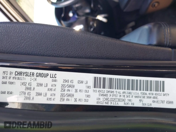 ✅ 2014 Dodge Durango Limited • VIN: 1C4RDJDG2EC383342 • Lot: 43986193. Wystawiony na IAAI z przebiegiem 201 439 mil. Bezpłatny archiwum sprzedaży aukcyjnych z USA i szczegółowy raport historii pojazdu na DreamBid. Zdjęcie 9.