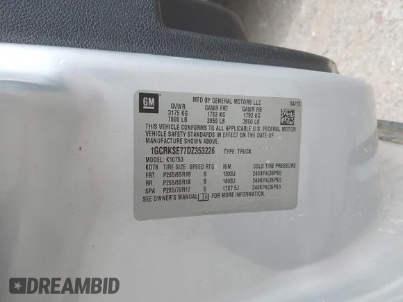 ✅ 2013 Chevrolet Silverado 1500 LT • VIN: 1GCRKSE77DZ353226 • Лот: 45243572. Опубліковано раніше на IAAI з пробігом 140 058 миль. Безкоштовний доступ до архіву аукціонних продажів зі США та докладний звіт про історію автомобіля на DreamBid. Зображення 9.