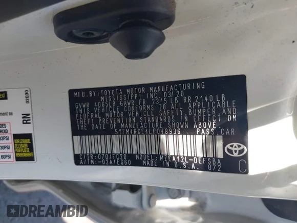 ✅ 2020 Toyota Corolla SE • VIN: 5YFM4RCE4LP048936 • Лот: 42215811. Опубліковано раніше на IAAI з пробігом 115 152 миль. Безкоштовний доступ до архіву аукціонних продажів зі США та докладний звіт про історію автомобіля на DreamBid. Зображення 9.