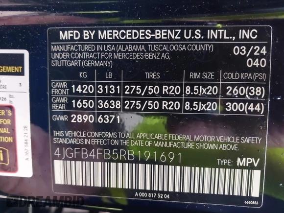 ✅ 2024 Mercedes-Benz GLE 350 • VIN: 4JGFB4FB5RB191691 • Lot: 43249172. Wystawiony na IAAI z przebiegiem 16 977 mil. Bezpłatny archiwum sprzedaży aukcyjnych z USA i szczegółowy raport historii pojazdu na DreamBid. Zdjęcie 9.
