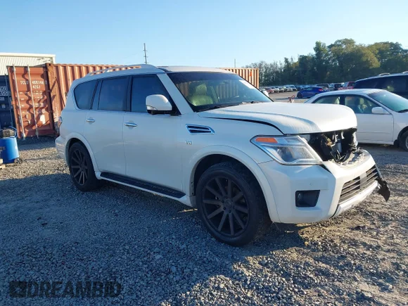 ✅ 2017 Nissan Armada Platinum • VIN: JN8AY2NC8H9504562 • Lot: 43470537. Listed on IAAI with 105,533 mi. Free auction sales archive from the USA and detailed vehicle history report at DreamBid. Image 1.