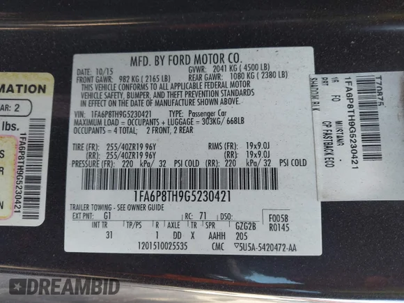 ✅ 2016 Ford Mustang EcoBoost Premium • VIN: 1FA6P8TH9G5230421 • Лот: 44579253. Опубликован ранее на IAAI с пробегом 116 559 миль. Бесплатный доступ к архиву аукционных продаж из США и подробный отчёт об истории автомобиля на DreamBid. Изображение 9.