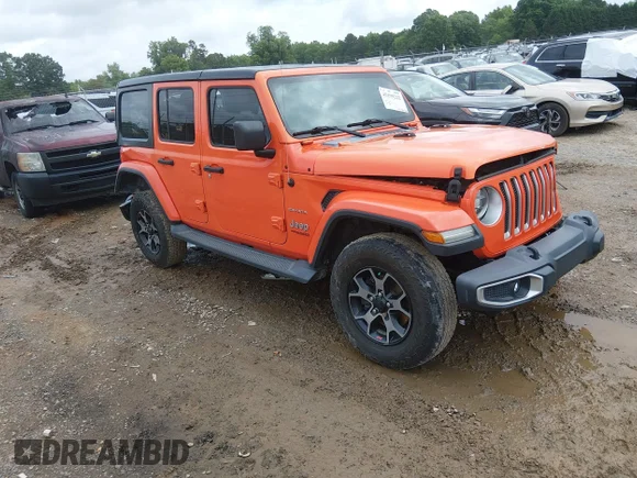 ✅ 2018 Jeep Wrangler Unlimited Sahara • VIN: 1C4HJXEG5JW243977 • Lot: 45199222. Wystawiony na IAAI z przebiegiem 82 943 mil. Bezpłatny archiwum sprzedaży aukcyjnych z USA i szczegółowy raport historii pojazdu na DreamBid. Zdjęcie 1.