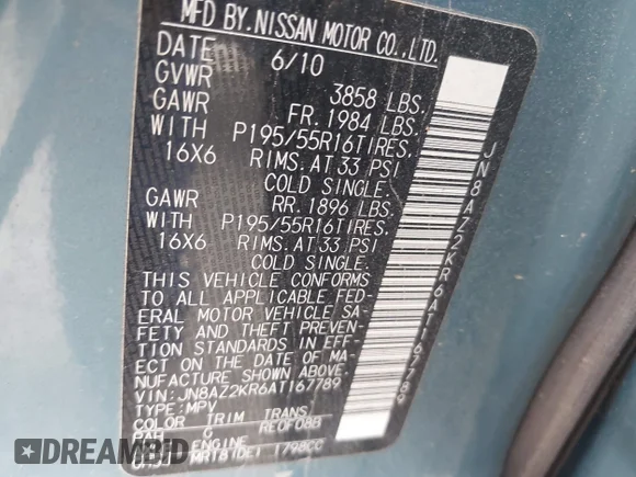 ✅ 2010 Nissan Cube S • VIN: JN8AZ2KR6AT167789 • Lot: 44822992. Wystawiony na IAAI z przebiegiem 24 975 mil. Bezpłatny archiwum sprzedaży aukcyjnych z USA i szczegółowy raport historii pojazdu na DreamBid. Zdjęcie 9.
