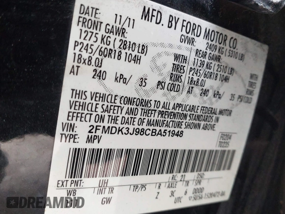 ✅ 2012 Ford Edge SEL • VIN: 2FMDK3J98CBA51948 • Лот: 45184272. Опубліковано раніше на IAAI з пробігом 226 194 миль. Безкоштовний доступ до архіву аукціонних продажів зі США та докладний звіт про історію автомобіля на DreamBid. Зображення 9.
