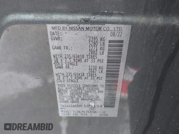 ✅ 2023 Nissan Murano S • VIN: 5N1AZ2AS0PC103154 • Lot: 44021832. Wystawiony na IAAI z przebiegiem 44 267 mil. Bezpłatny archiwum sprzedaży aukcyjnych z USA i szczegółowy raport historii pojazdu na DreamBid. Zdjęcie 9.