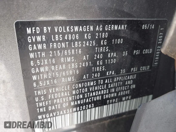 ✅ 2014 Volkswagen Tiguan S • VIN: WVGAV3AX3EW620263 • Лот: 45506902. Опубліковано раніше на IAAI з пробігом 79 727 миль. Безкоштовний доступ до архіву аукціонних продажів зі США та докладний звіт про історію автомобіля на DreamBid. Зображення 9.