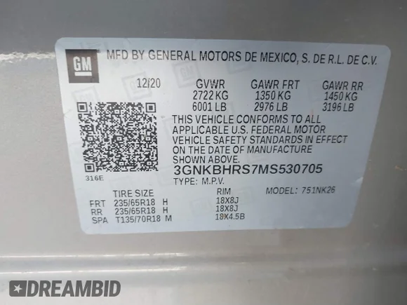 ✅ 2021 Chevrolet Blazer LT • VIN: 3GNKBHRS7MS530705 • Lot: 41669526. Wystawiony na IAAI z przebiegiem 43 943 mil. Bezpłatny archiwum sprzedaży aukcyjnych z USA i szczegółowy raport historii pojazdu na DreamBid. Zdjęcie 9.