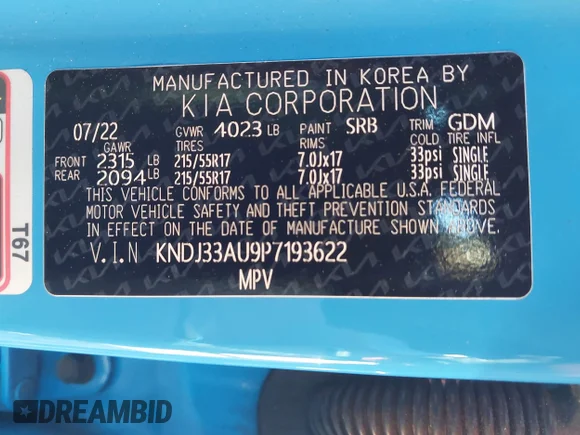 ✅ 2023 Kia Soul EX • VIN: KNDJ33AU9P7193622 • Lot: 44147677. Wystawiony na IAAI z przebiegiem 41 339 mil. Bezpłatny archiwum sprzedaży aukcyjnych z USA i szczegółowy raport historii pojazdu na DreamBid. Zdjęcie 9.