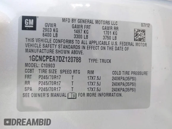✅ 2013 Chevrolet Silverado 1500 Work Truck • VIN: 1GCNCPEA7DZ120788 • Lot: 43208831. Wystawiony na IAAI z przebiegiem 142 849 mil. Bezpłatny archiwum sprzedaży aukcyjnych z USA i szczegółowy raport historii pojazdu na DreamBid. Zdjęcie 9.