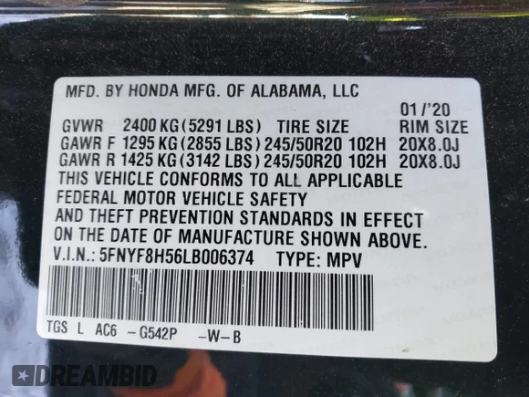 ✅ 2020 Honda Passport EX-L • VIN: 5FNYF8H56LB006374 • Lot: 44267122. Wystawiony na IAAI z przebiegiem 79 762 mil. Bezpłatny archiwum sprzedaży aukcyjnych z USA i szczegółowy raport historii pojazdu na DreamBid. Zdjęcie 9.