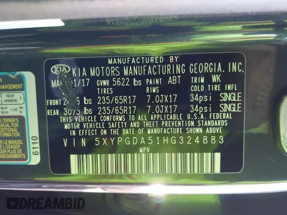 ✅ 2017 Kia Sorento LX • VIN: 5XYPGDA51HG324883 • Лот: 44822078. Опубліковано раніше на IAAI з пробігом 107 073 миль. Безкоштовний доступ до архіву аукціонних продажів зі США та докладний звіт про історію автомобіля на DreamBid. Зображення 9.