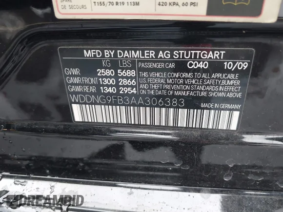 ✅ 2010 Mercedes-Benz S 400 • VIN: WDDNG9FB3AA306383 • Lot: 43834645. Wystawiony na IAAI z przebiegiem 155 625 mil. Bezpłatny archiwum sprzedaży aukcyjnych z USA i szczegółowy raport historii pojazdu na DreamBid. Zdjęcie 9.