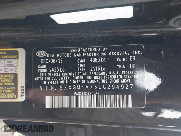 ✅ 2014 Kia Optima LX • VIN: 5XXGM4A75EG294927 • Lot: 45482712. Wystawiony na IAAI z przebiegiem 145 090 mil. Bezpłatny archiwum sprzedaży aukcyjnych z USA i szczegółowy raport historii pojazdu na DreamBid. Zdjęcie 8.