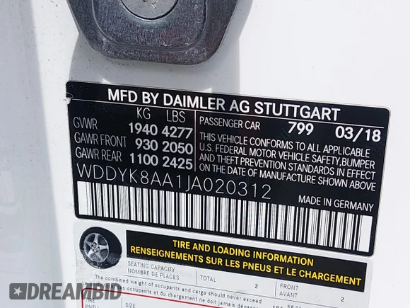 ✅ 2018 Mercedes-Benz AMG GT C • VIN: WDDYK8AA1JA020312 • Lot: 45237031. Wystawiony na IAAI z przebiegiem 38 402 mil. Bezpłatny archiwum sprzedaży aukcyjnych z USA i szczegółowy raport historii pojazdu na DreamBid. Zdjęcie 9.
