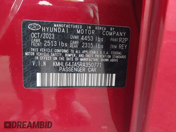 ✅ 2024 Hyundai Sonata SEL • VIN: KMHL64JA5RA350771 • Lot: 44869432. Wystawiony na IAAI z przebiegiem 57 839 mil. Bezpłatny archiwum sprzedaży aukcyjnych z USA i szczegółowy raport historii pojazdu na DreamBid. Zdjęcie 9.