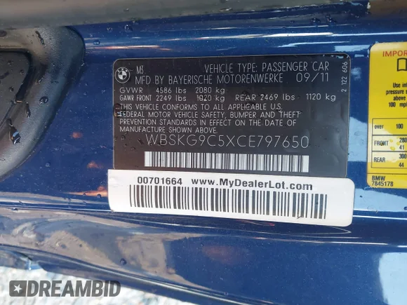 ✅ 2012 BMW M3 • VIN: WBSKG9C5XCE797650 • Лот: 43941895. Опубліковано раніше на IAAI з пробігом Не вказано. Безкоштовний доступ до архіву аукціонних продажів зі США та докладний звіт про історію автомобіля на DreamBid. Зображення 9.