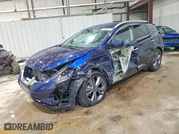 ✅ 2024 Nissan Murano Platinum • VIN: 5N1AZ2DS4RC114947 • Lot: 74826205. Listed on Copart with 21,326 mi. Free auction sales archive from the USA and detailed vehicle history report at DreamBid. Image 1.