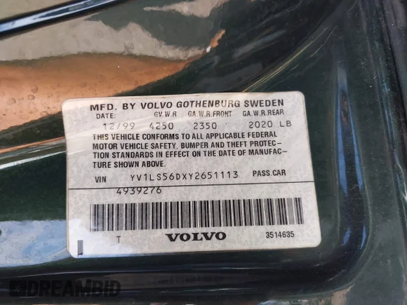 ✅ 2000 Volvo S70 • VIN: YV1LS56DXY2651113 • Лот: 43401190. Опубліковано раніше на IAAI з пробігом 253 626 миль. Безкоштовний доступ до архіву аукціонних продажів зі США та докладний звіт про історію автомобіля на DreamBid. Зображення 9.