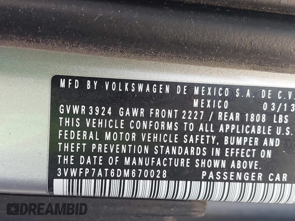 ✅ 2013 Volkswagen Beetle 2.5L • VIN: 3VWFP7AT6DM670028 • Lot: 43511822. Wystawiony na IAAI z przebiegiem 268 109 mil. Bezpłatny archiwum sprzedaży aukcyjnych z USA i szczegółowy raport historii pojazdu na DreamBid. Zdjęcie 9.