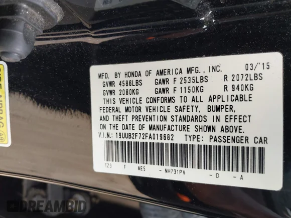 ✅ 2015 Acura TLX Advance • VIN: 19UUB2F72FA019682 • Lot: 43312855. Listed on IAAI with 115,886 mi. Free auction sales archive from the USA and detailed vehicle history report at DreamBid. Image 9.