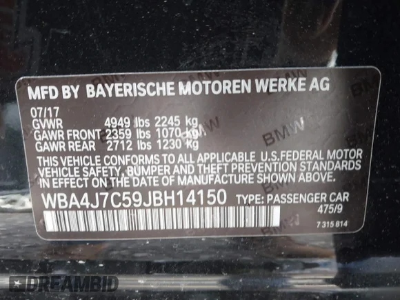 ✅ 2018 BMW 4 Series 440i xDrive • VIN: WBA4J7C59JBH14150 • Lot: 43727402. Listed on IAAI with 78,330 mi. Free auction sales archive from the USA and detailed vehicle history report at DreamBid. Image 9.