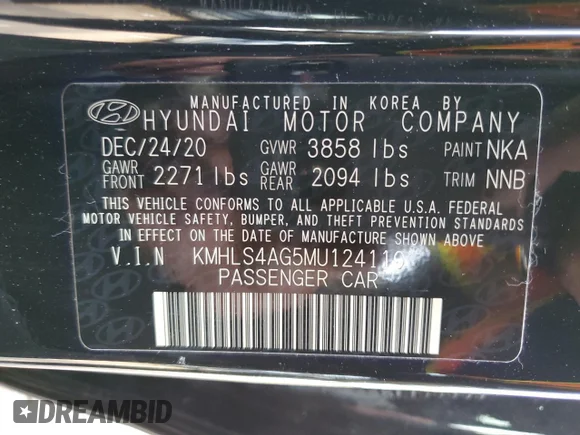 ✅ 2021 Hyundai Elantra SEL • VIN: KMHLS4AG5MU124110 • Лот: 69662752. Опубликован ранее на Copart с пробегом 14 168 миль. Бесплатный доступ к архиву аукционных продаж из США и подробный отчёт об истории автомобиля на DreamBid. Изображение 13.