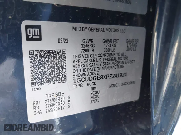 ✅ 2023 Chevrolet Silverado 1500 LTZ • VIN: 1GCUDGE8XPZ241924 • Лот: 41329065. Опубліковано раніше на IAAI з пробігом 46 749 миль. Безкоштовний доступ до архіву аукціонних продажів зі США та докладний звіт про історію автомобіля на DreamBid. Зображення 9.