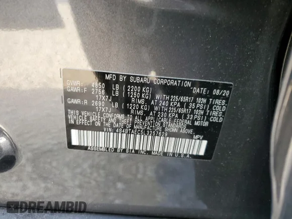 ✅ 2020 Subaru Outback Premium • VIN: 4S4BTAEC5L3257629 • Lot: 38321303. Wystawiony na Copart z przebiegiem 21 359 mil. Bezpłatny archiwum sprzedaży aukcyjnych z USA i szczegółowy raport historii pojazdu na DreamBid. Zdjęcie 14.