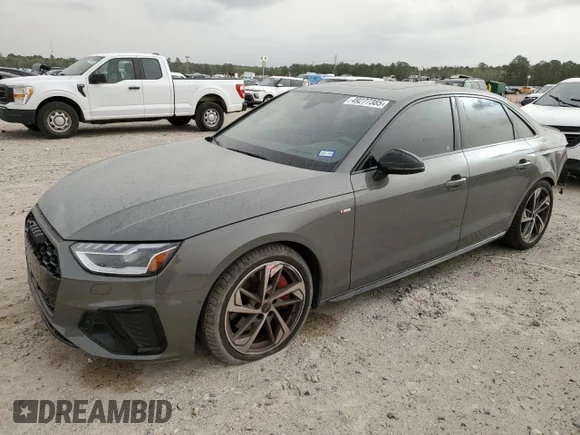 ✅ 2023 Audi A4 S line Prestige • VIN: WAUFAAF41PA052097 • Lot: 49277385. Wystawiony na Copart z przebiegiem 1 640 mil. Bezpłatny archiwum sprzedaży aukcyjnych z USA i szczegółowy raport historii pojazdu na DreamBid. Zdjęcie 1.