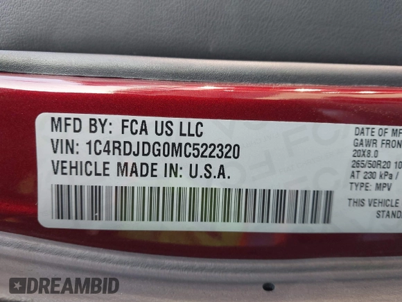 ✅ 2021 Dodge Durango GT Plus • VIN: 1C4RDJDG0MC522320 • Lot: 43840112. Wystawiony na IAAI z przebiegiem 71 331 mil. Bezpłatny archiwum sprzedaży aukcyjnych z USA i szczegółowy raport historii pojazdu na DreamBid. Zdjęcie 9.
