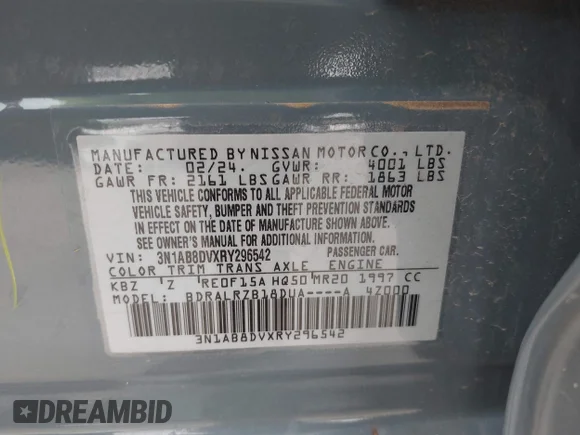 ✅ 2024 Nissan Sentra SR • VIN: 3N1AB8DVXRY296542 • Lot: 42206690. Wystawiony na IAAI z przebiegiem 19 037 mil. Bezpłatny archiwum sprzedaży aukcyjnych z USA i szczegółowy raport historii pojazdu na DreamBid. Zdjęcie 9.