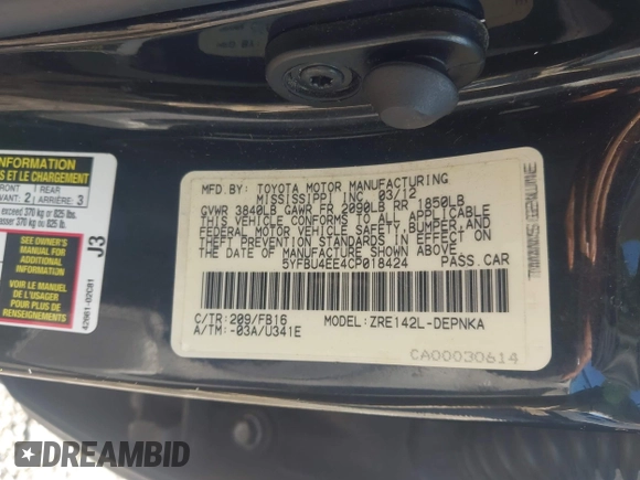 ✅ 2012 Toyota Corolla L • VIN: 5YFBU4EE4CP018424 • Lot: 44403614. Wystawiony na IAAI z przebiegiem 165 123 mil. Bezpłatny archiwum sprzedaży aukcyjnych z USA i szczegółowy raport historii pojazdu na DreamBid. Zdjęcie 9.