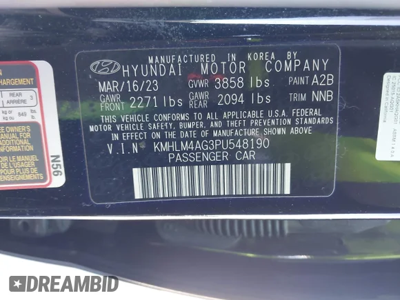 ✅ 2023 Hyundai Elantra SEL • VIN: KMHLM4AG3PU548190 • Lot: 44483661. Wystawiony na IAAI z przebiegiem 28 286 mil. Bezpłatny archiwum sprzedaży aukcyjnych z USA i szczegółowy raport historii pojazdu na DreamBid. Zdjęcie 9.