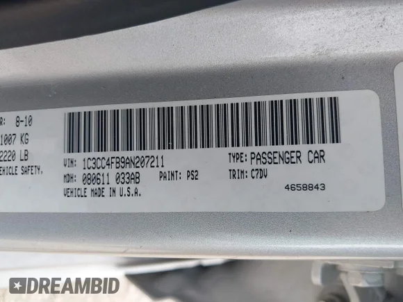 ✅ 2010 Chrysler Sebring Touring • VIN: 1C3CC4FB9AN207211 • Lot: 44109127. Wystawiony na IAAI z przebiegiem 163 542 mil. Bezpłatny archiwum sprzedaży aukcyjnych z USA i szczegółowy raport historii pojazdu na DreamBid. Zdjęcie 9.