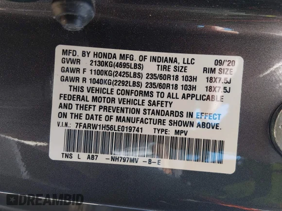 ✅ 2020 Honda CR-V EX • VIN: 7FARW1H56LE019741 • Лот: 45113065. Опубліковано раніше на IAAI з пробігом 65 353 миль. Безкоштовний доступ до архіву аукціонних продажів зі США та докладний звіт про історію автомобіля на DreamBid. Зображення 9.