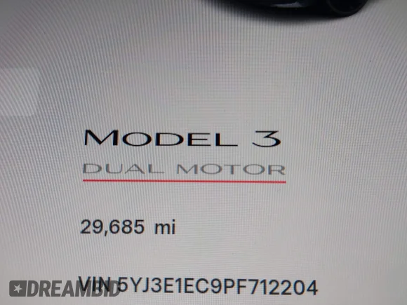 ✅ 2023 Tesla Model 3 Performance • VIN: 5YJ3E1EC9PF712204 • Lot: 45159139. Listed on IAAI with 29,685 mi. Free auction sales archive from the USA and detailed vehicle history report at DreamBid. Image 7.