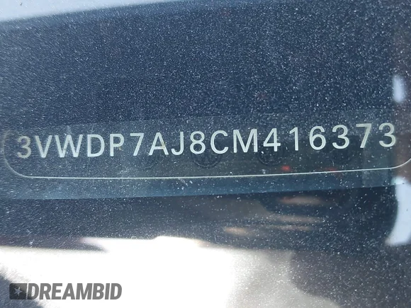✅ 2012 Volkswagen Jetta SE • VIN: 3VWDP7AJ8CM416373 • Lot: 44676349. Listed on IAAI with 170,217 mi. Free auction sales archive from the USA and detailed vehicle history report at DreamBid. Image 9.