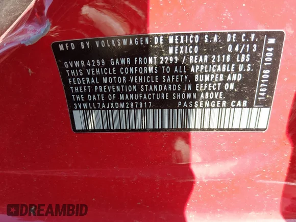 ✅ 2013 Volkswagen Jetta TDI w/Premium/Nav • VIN: 3VWLL7AJXDM287917 • Lot: 45204000. Wystawiony na IAAI z przebiegiem Nie podano. Bezpłatny archiwum sprzedaży aukcyjnych z USA i szczegółowy raport historii pojazdu na DreamBid. Zdjęcie 9.