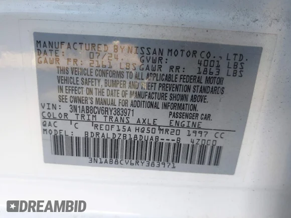 ✅ 2024 Nissan Sentra SV • VIN: 3N1AB8CV6RY383971 • Lot: 44895950. Wystawiony na IAAI z przebiegiem 33 000 mil. Bezpłatny archiwum sprzedaży aukcyjnych z USA i szczegółowy raport historii pojazdu na DreamBid. Zdjęcie 9.