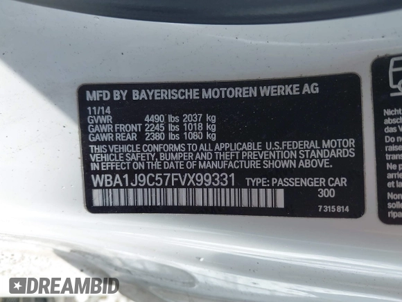 ✅ 2015 BMW 2 Series M235i xDrive • VIN: WBA1J9C57FVX99331 • Lot: 41629545. Wystawiony na IAAI z przebiegiem 148 576 mil. Bezpłatny archiwum sprzedaży aukcyjnych z USA i szczegółowy raport historii pojazdu na DreamBid. Zdjęcie 9.