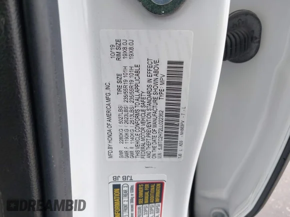 ✅ 2020 Acura RDX Advance • VIN: 5J8TC2H72LL022362 • Lot: 41254692. Wystawiony na IAAI z przebiegiem 18 739 mil. Bezpłatny archiwum sprzedaży aukcyjnych z USA i szczegółowy raport historii pojazdu na DreamBid. Zdjęcie 9.