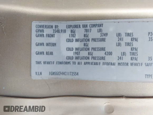 ✅ 2012 Chevrolet Express Passenger 1LT • VIN: 1GNSGCF44C1172554 • Лот: 42916528. Опубліковано раніше на IAAI з пробігом 148 841 миль. Безкоштовний доступ до архіву аукціонних продажів зі США та докладний звіт про історію автомобіля на DreamBid. Зображення 9.