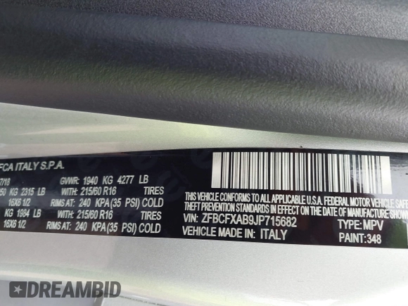 ✅ 2018 FIAT 500X Pop • VIN: ZFBCFXAB9JP715682 • Lot: 44098583. Wystawiony na IAAI z przebiegiem 86 541 mil. Bezpłatny archiwum sprzedaży aukcyjnych z USA i szczegółowy raport historii pojazdu na DreamBid. Zdjęcie 9.