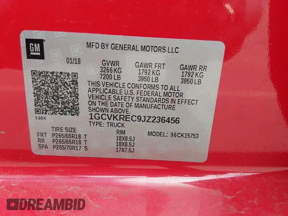 ✅ 2018 Chevrolet Silverado 1500 LT • VIN: 1GCVKREC9JZ236456 • Lot: 45158745. Wystawiony na IAAI z przebiegiem 119 489 mil. Bezpłatny archiwum sprzedaży aukcyjnych z USA i szczegółowy raport historii pojazdu na DreamBid. Zdjęcie 9.