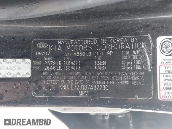 ✅ 2008 Kia Sportage EX • VIN: KNDJE723187482230 • Лот: 42929880. Опубликован ранее на IAAI с пробегом 177 703 миль. Бесплатный доступ к архиву аукционных продаж из США и подробный отчёт об истории автомобиля на DreamBid. Изображение 9.